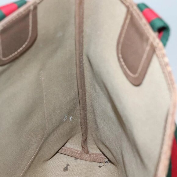 GUCCI GG Supreme Web Sherry Line Bag PVC Beige Green Red 39 02 003 Auth BD1278 - Picture 13 of 16